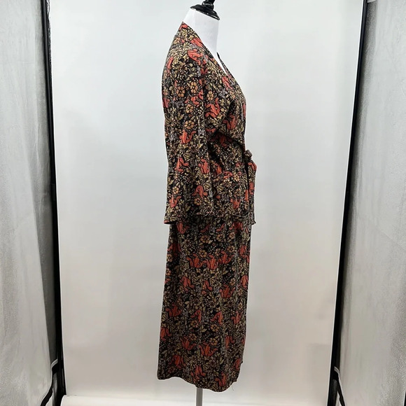 Metropolitan Museum of Art Dress Womens Small Medium Blue Gold Floral Wrap Robe - Picture 9 of 13